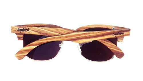 Sonnenbrille aus Ebenholz und Zebranoholz mit Teefarbenen Polarisierten Gläsern