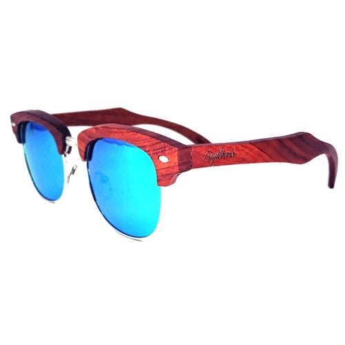Sonnenbrille aus 100 % Echtem Brasilianischem Birnenholz mit Eisblauen Gläsern